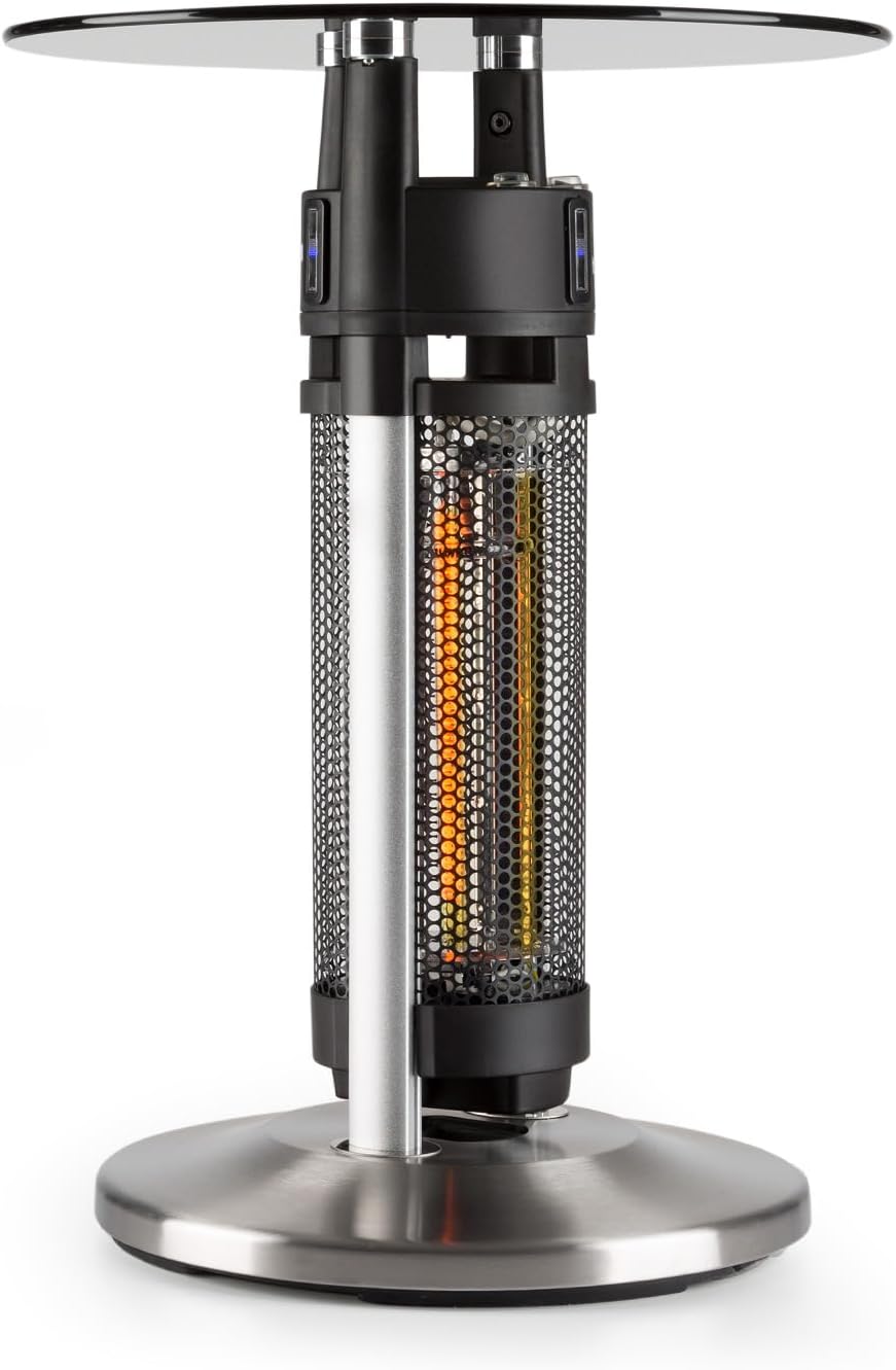 blumfeldt Appareils de chauffage extérieur, env. 50 x 65 cm (ØxH), 1600 W, 65 cm, Argenté, Primal Heat - Chauffage radiant sur pied
