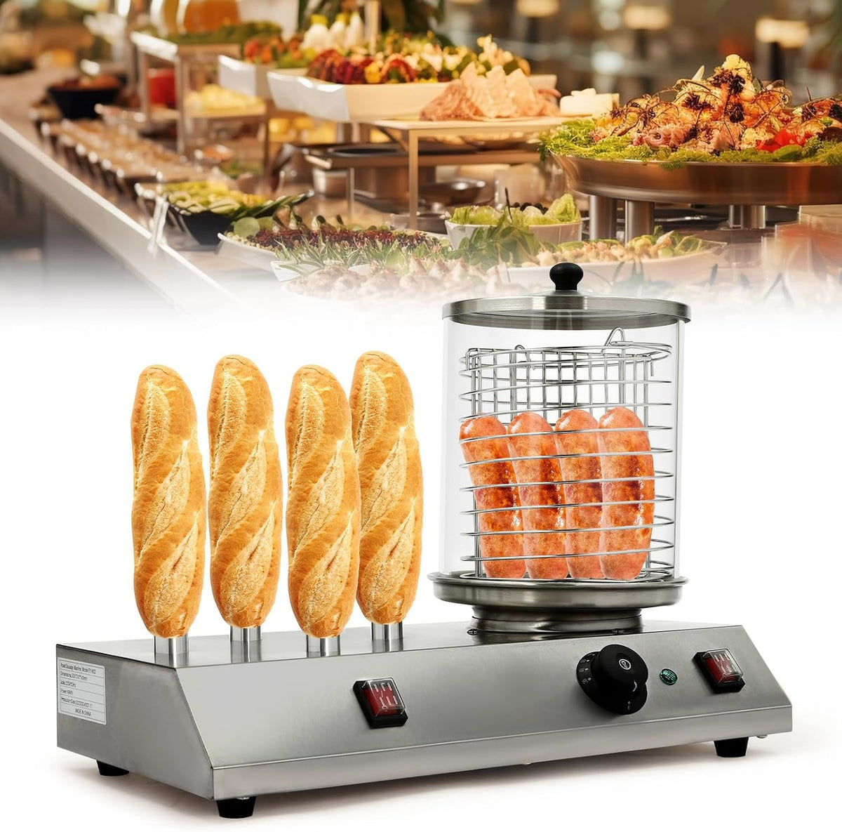 OMGGYER Fontaines, FY-K02., 494 W, 220 V/50 Hz, verre, acier inoxydable 201, aluminium, argenté., réglable de 30 à 110 °C