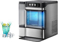 Machine machine à glaçons, 17 kg, Argenté, à glaçons de comptoir, portable, en acier inoxydable, réservoir d'eau latéral