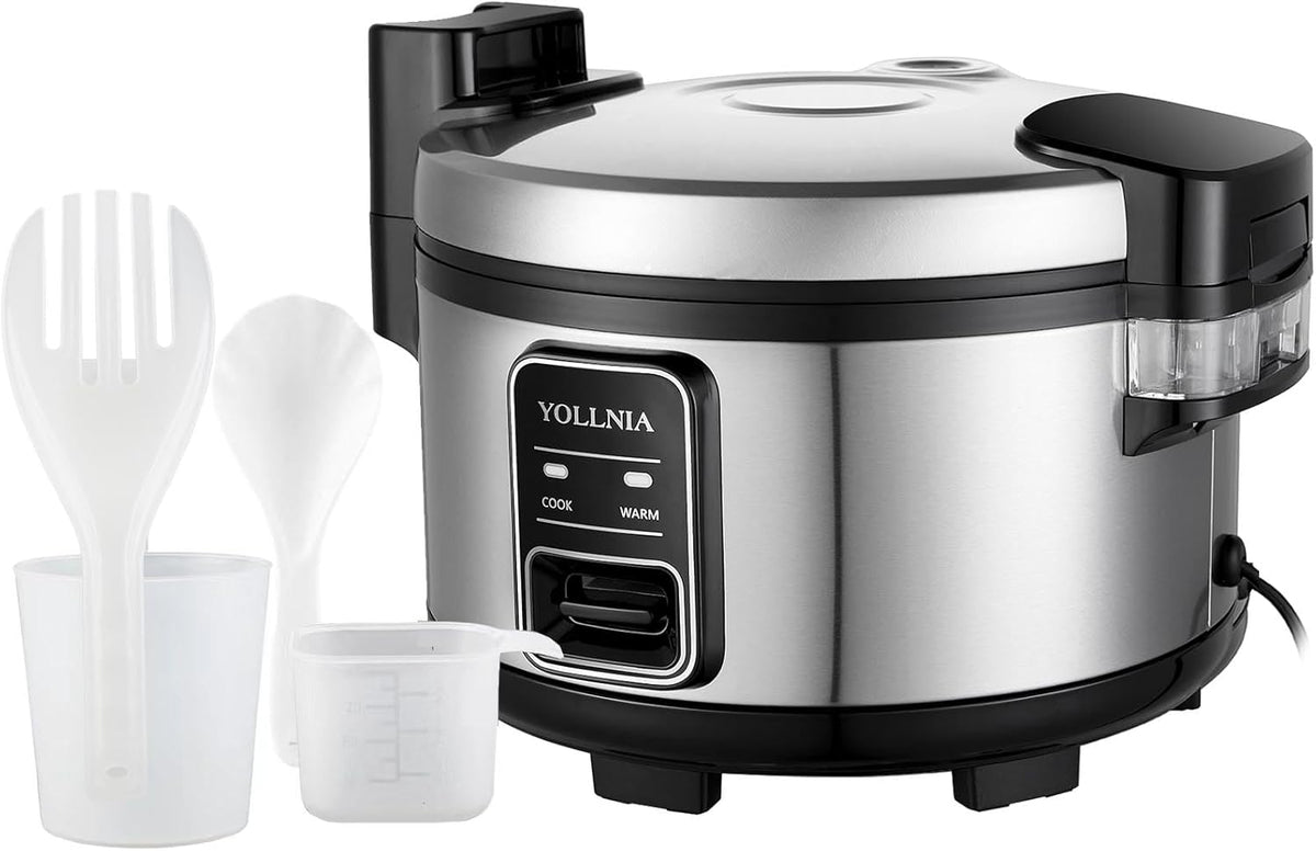 YOLLNIA Cuiseurs à riz, 11 L, 1300 W, 11 L, Argenté, Grande Cuiseur à riz, riz pouvant jusqu'à 20-25 personnes