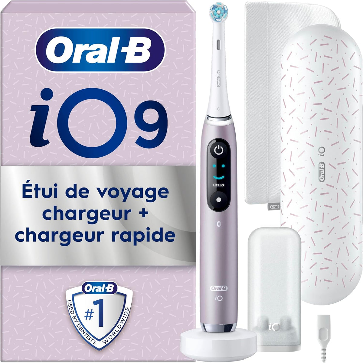 Oral-B Rotatives, Rose, iO 9 Brosse À Dents Électrique Pour Adultes, Édition Spéciale, 7 Modes De Brossage Avec Blancheur Et Soin Des Gencives