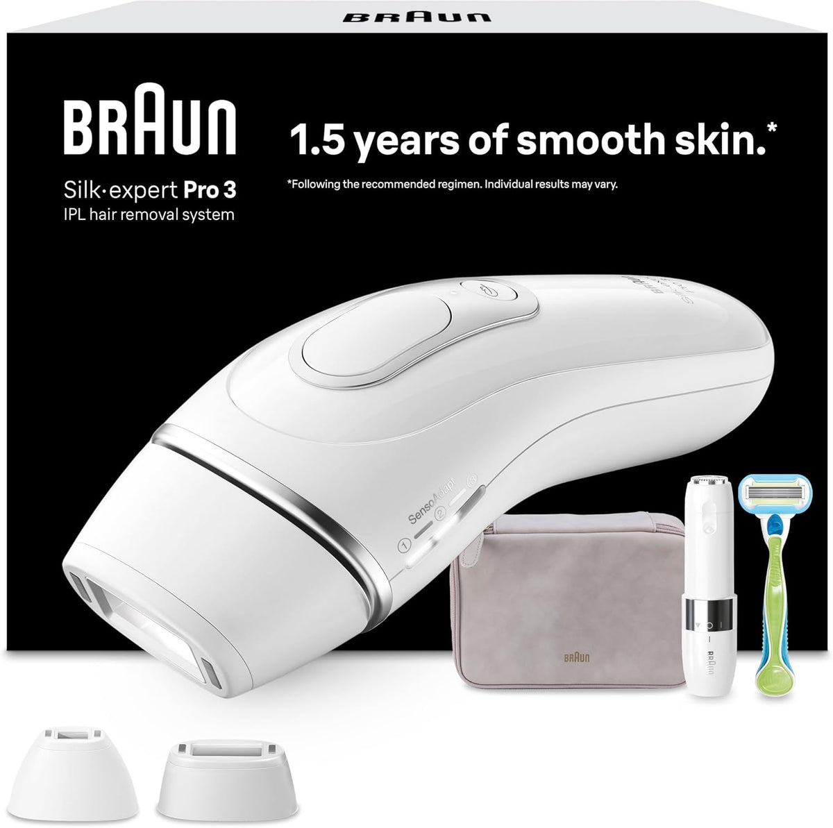 Braun épilateur à lumière pulsée, Marron, Alternative Au Laser, Rasoir Gillette Venus, 3 Têtes Pour Épiler Jambes