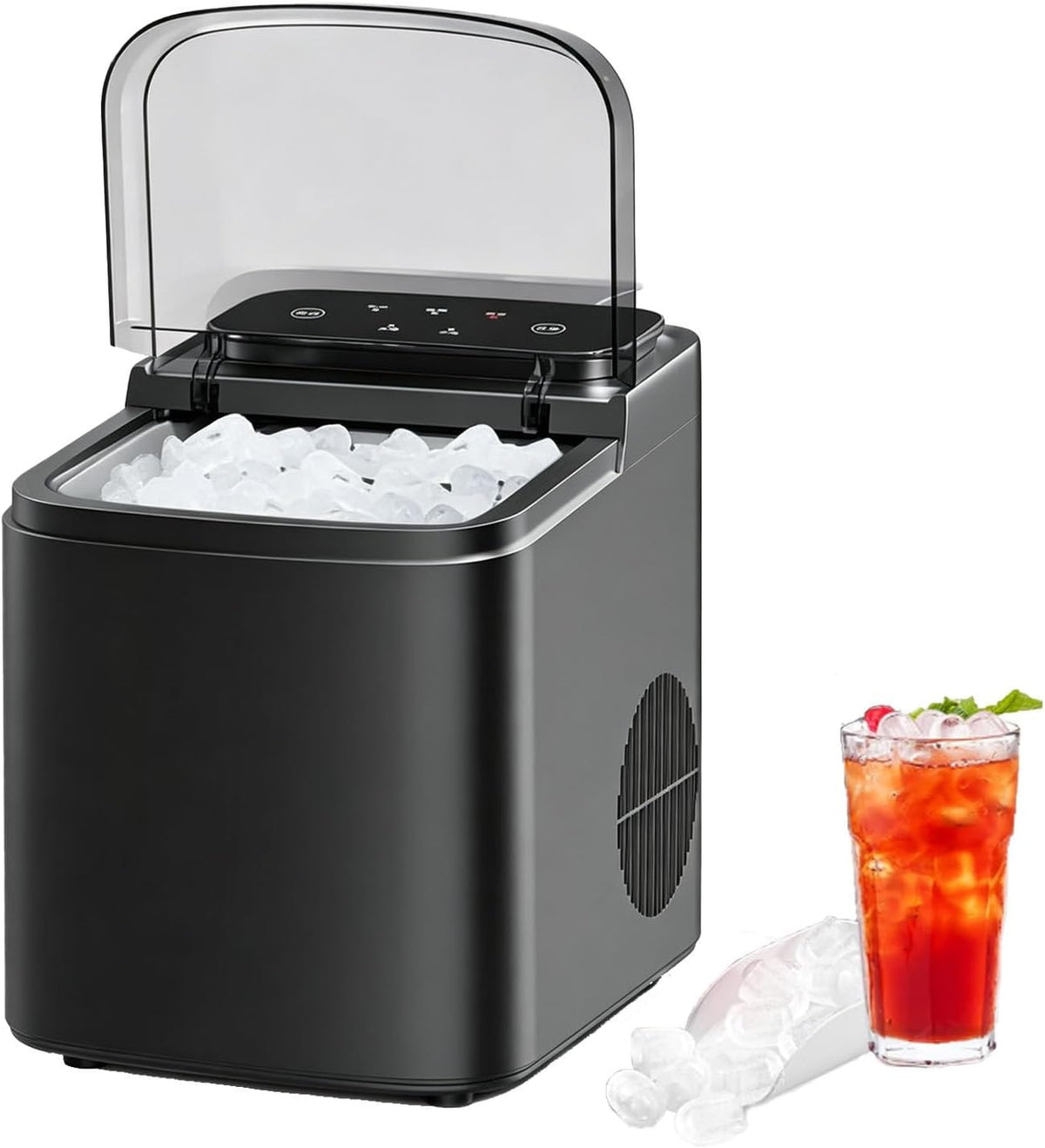 DUMIPME machine à glaçons, 95 W, 220 V, Gris mat, de comptoir, Portable et autonettoyante, 9 glaçons en 6min