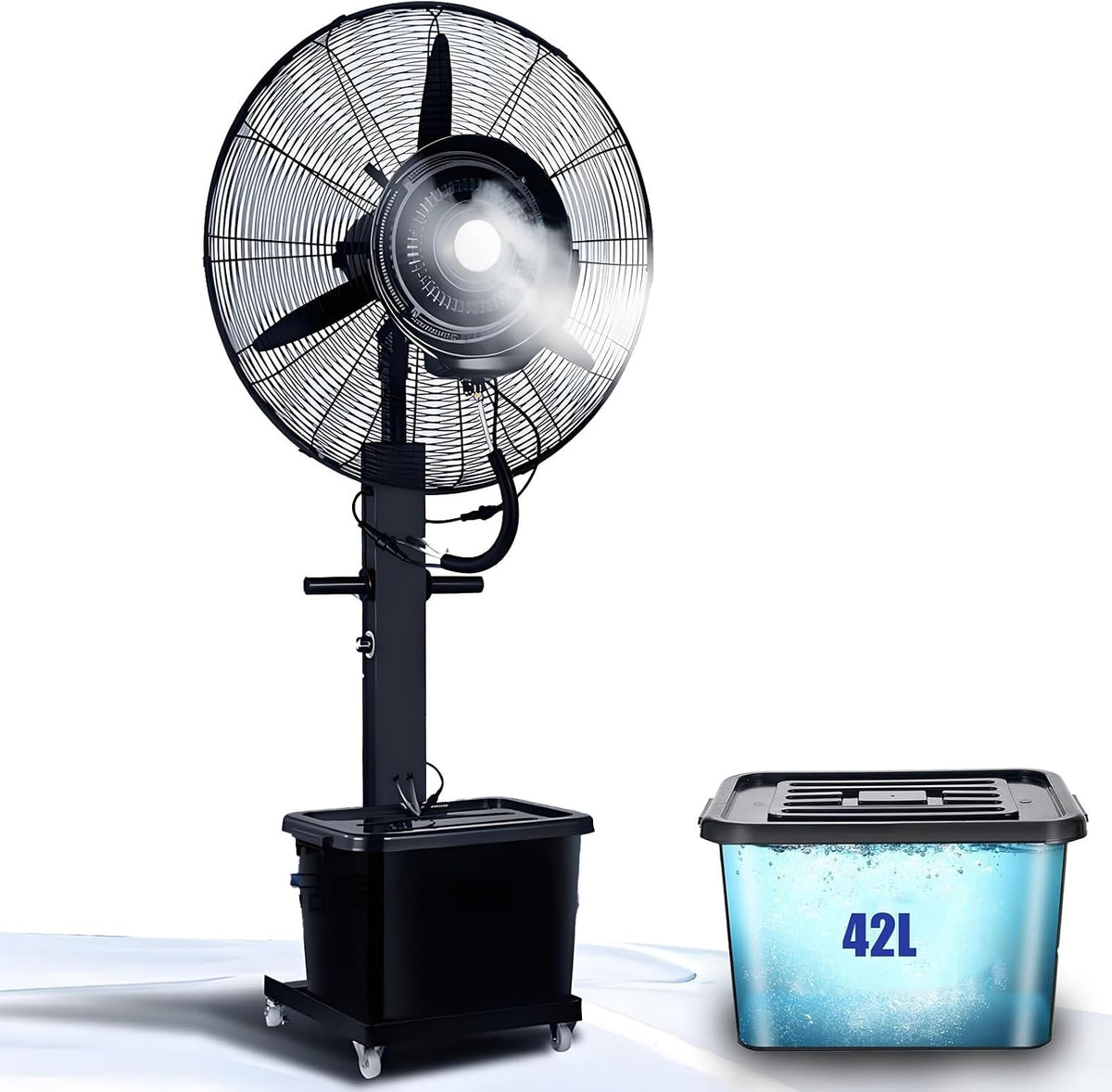 LXHGVKHJ rafraîchisseur d'air, 320 W, 240 V, 65 cm, 42 L, Noir, Ventilateur Industriel Brumisateur Sur Pied