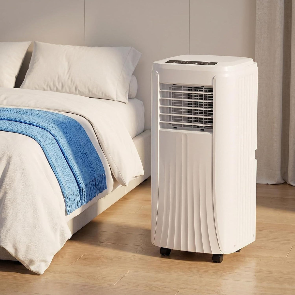 climatiseur portable HUANQIN, 12000 BTU, 9000 BTU, Blanc, Refroidissement Silencieux Chambre avec Ventilateur et Déshumidificateur