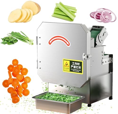 KIUYTQQ trancheuse électrique, débit de traitement de 150 à 300 kg/heure., 300 kg, 35 mm, Noir, professionnelle pour légumes