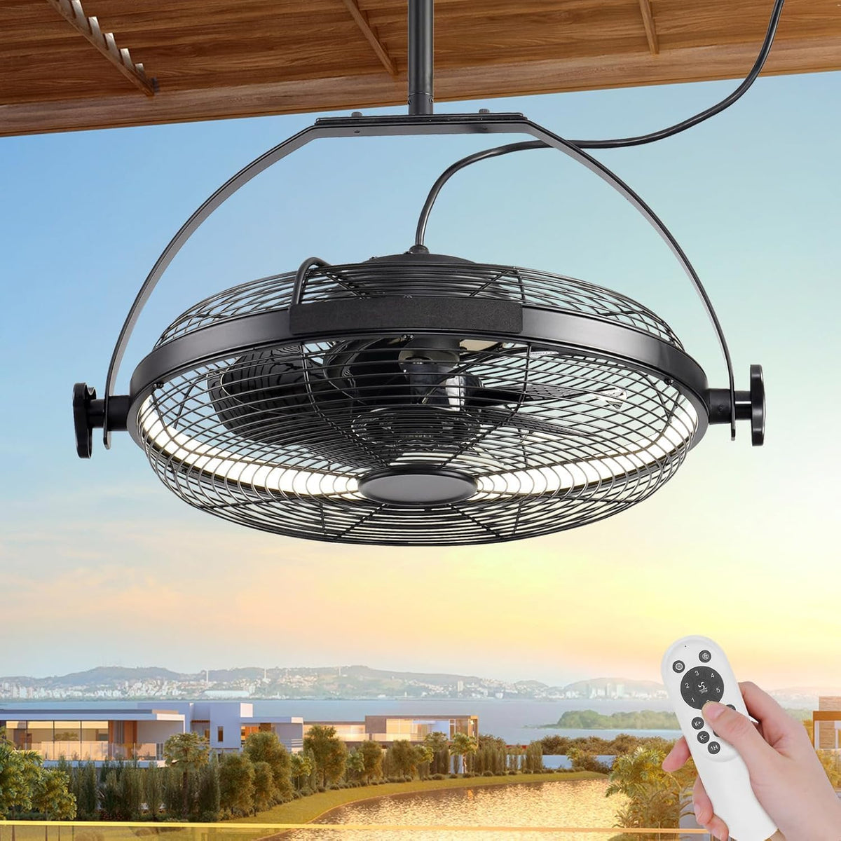 KZT Ventilateurs de plafond avec lampe intégrée, Blanc