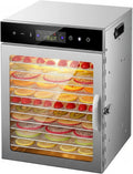 Efficieran déshydrateur alimentaire, 800w, Acier inoxydable, Argenté, 6-18 Plateaux Inox, Minuterie Numérique 24h
