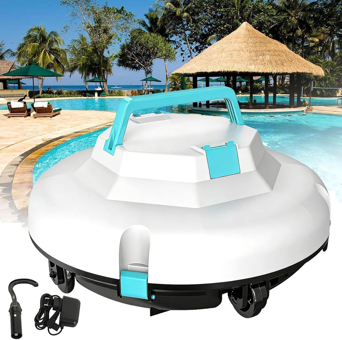Robot Systèmes de nettoyage automatique, 100 m, Noir, nettoyeur de piscine, aspirateur automatique sans fil pour piscines hors sol et creusées