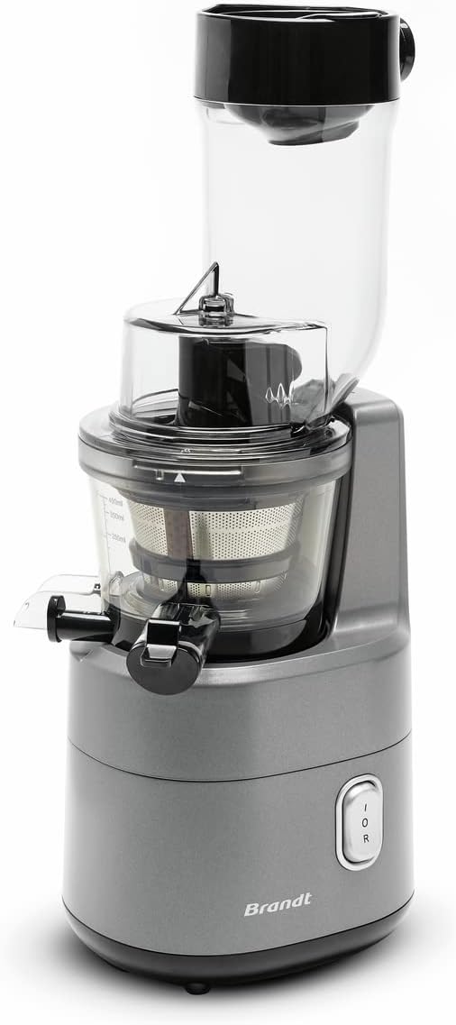 BRANDT centrifugeuse, 200 W, 87 mm, Gris, - SLJ300 -Extracteur de jus -Service direct au verre, 3 filtres, 45tr/minutes