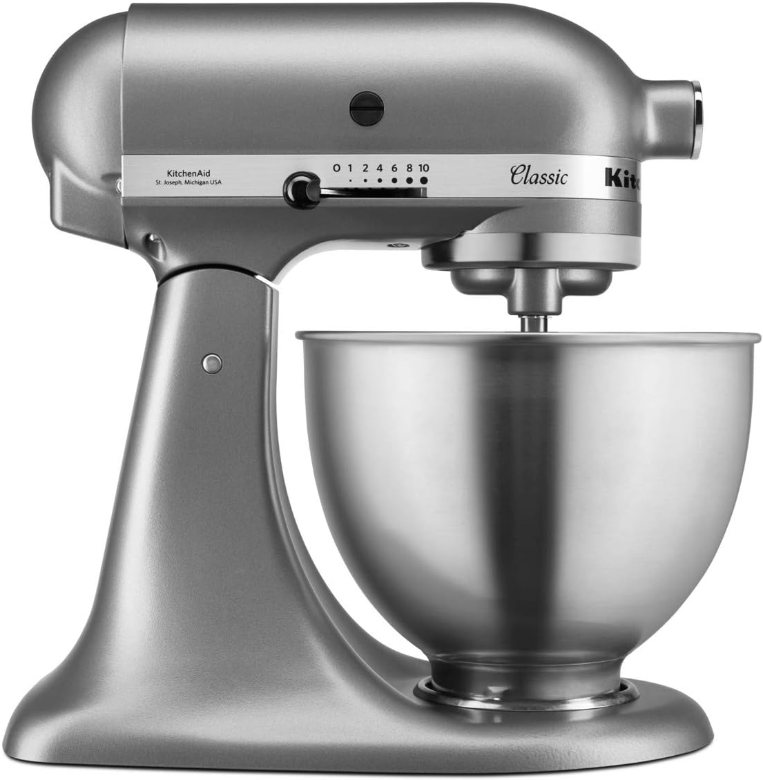 KitchenAid robot pâtissier, 4,3 L, Argenté, multifonction - Bol en acier - Argent 5K45SSESL