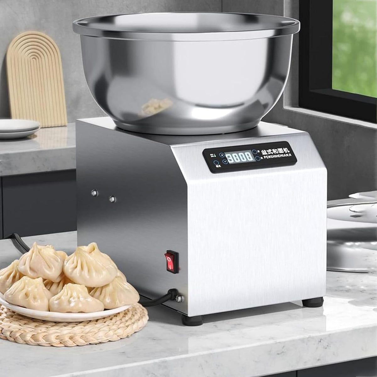 PioMue Robots multifonctions, 2200 W, 110 V/220 V, 8 kg, Argenté, Machine à pâte Professionnelle, pétrin électrique