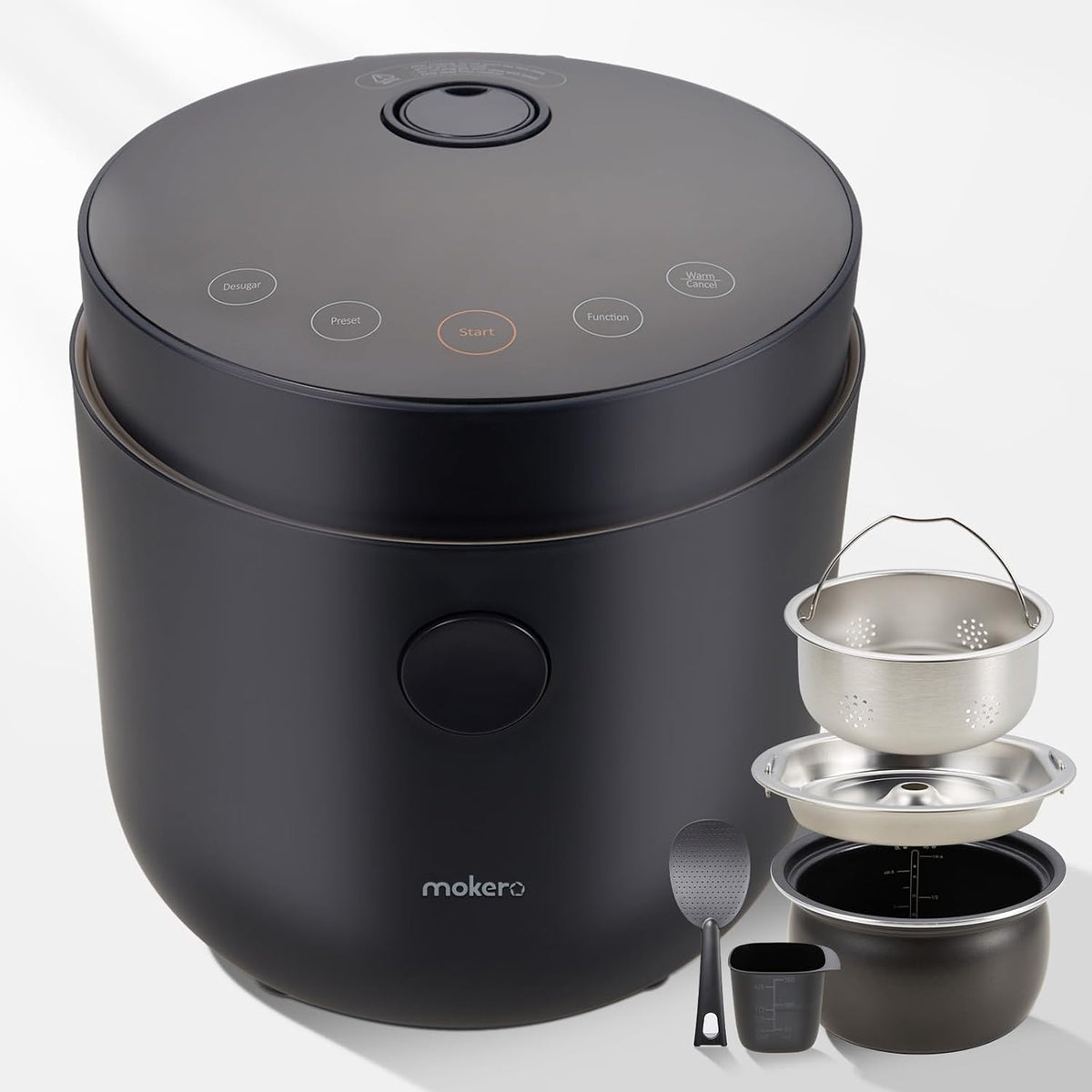 mokero Cuiseurs à riz, Argenté, Cuiseur à riz à faible teneur en glucides, 2 tasses non cuites et 4 tasses à cuisson régulière