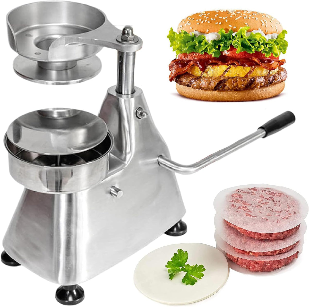 Presse Attendrisseurs à viande, 10,2 cm, 1,2 cm, Noir, à hamburger, machine à hamburger manuelle pour barbecue et pâtisserie