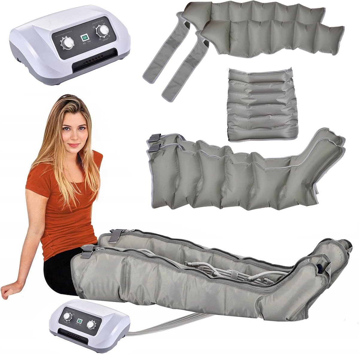 Appareil appareil de massage, 35 W, Noir, De Drainage Lymphatiques À 6 Chambres À Air, Système De Récupération Par Compression D'air