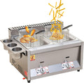 Friteuse Friteuses, Argenté, en acier inoxydable GPL avec panier amovible, contrôle de la température, autonome